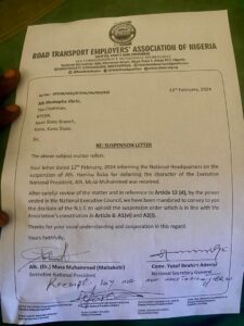 Copy of the suspension letter obtained by Justice Watch News
